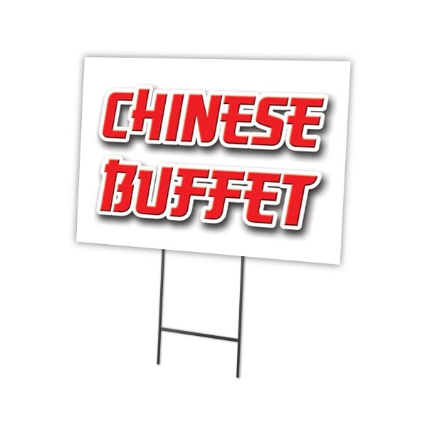 Chinese Buffet Yard Sign & Stake outdoor plastic coroplast window, C-1216-DS-Chinese Buffet